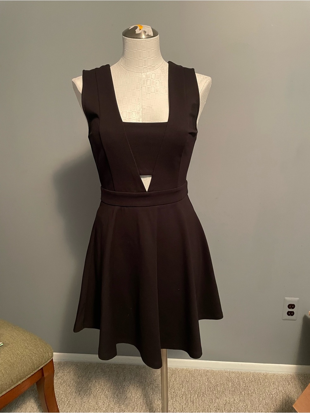 Black Swan Black Mini Dress with Square Plunge Neck